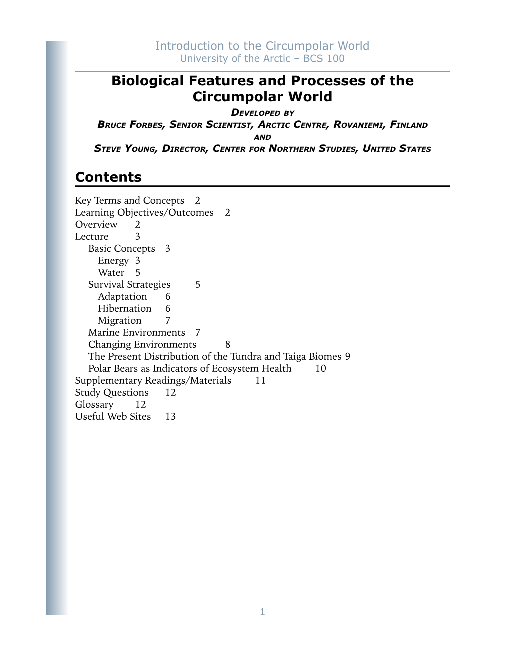 Biological Features and Processes of the Circumpolar World