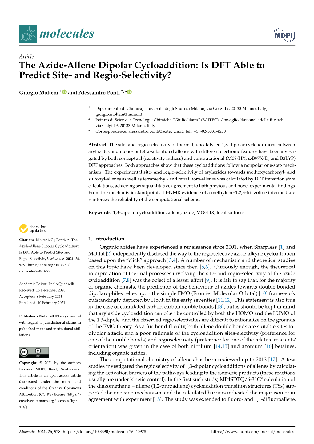 The Azide-Allene Dipolar Cycloaddition: Is DFT Able to Predict Site- and Regio-Selectivity?