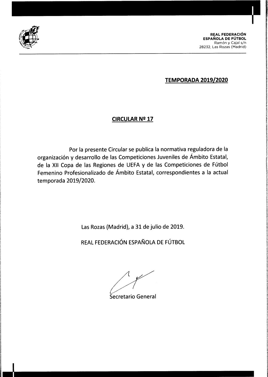 Normas Reguladoras De Las Competiciones De Fútbol Femenino Profesionalizado De Ámbito Estatal