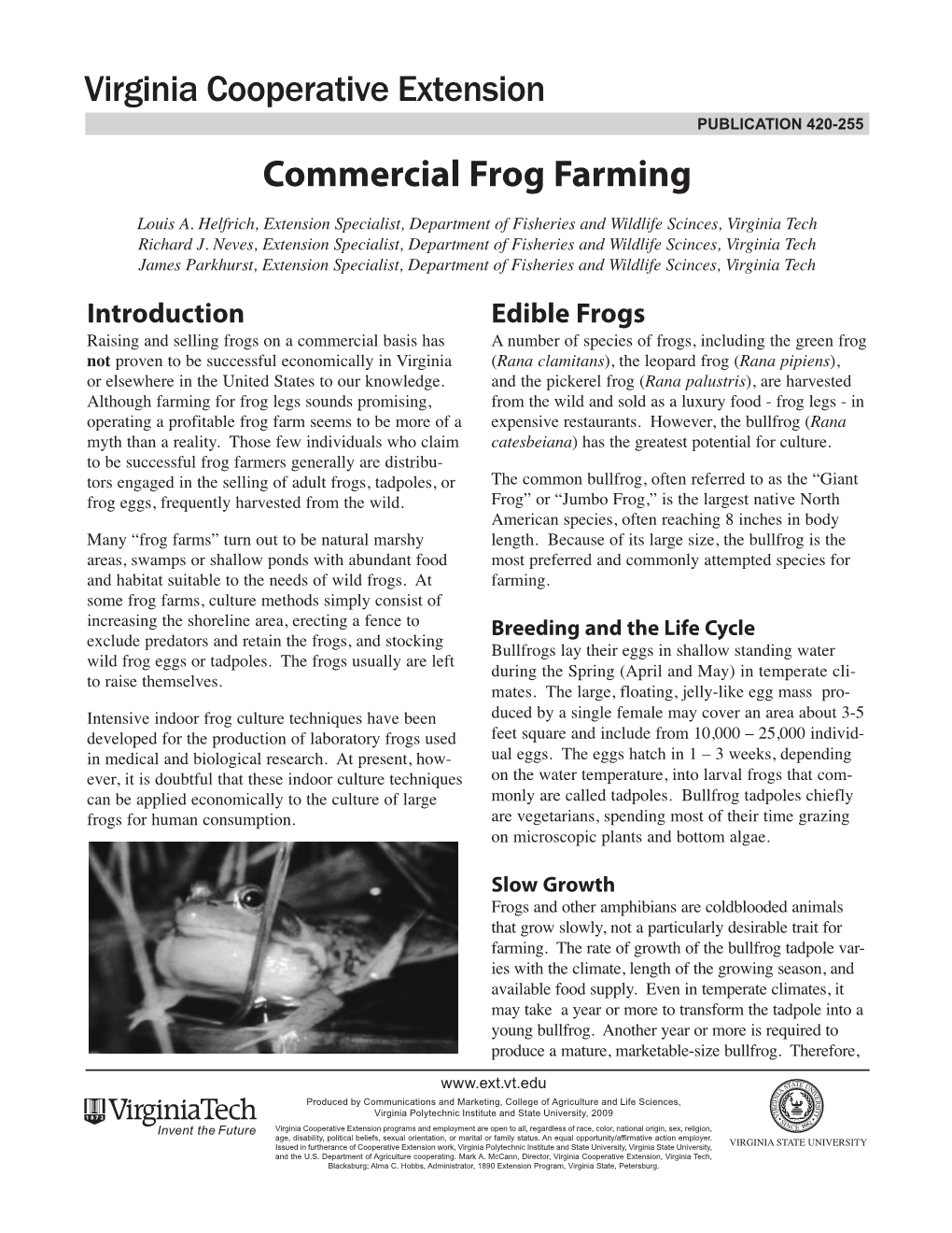 Commercial Frog Farming