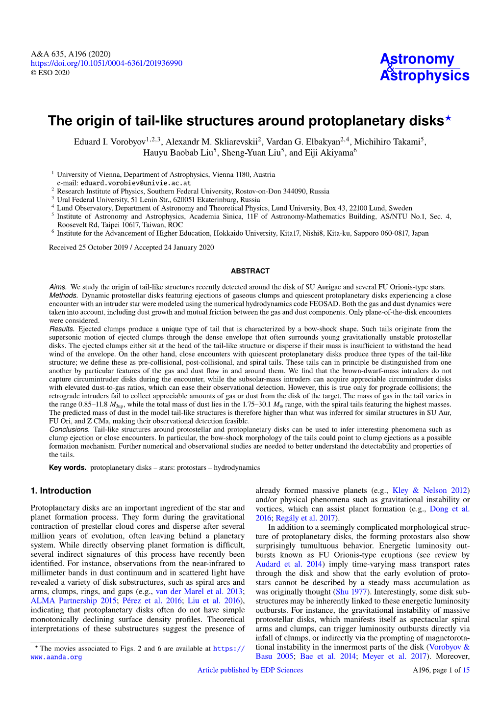 The Origin of Tail-Like Structures Around Protoplanetary Disks? Eduard I