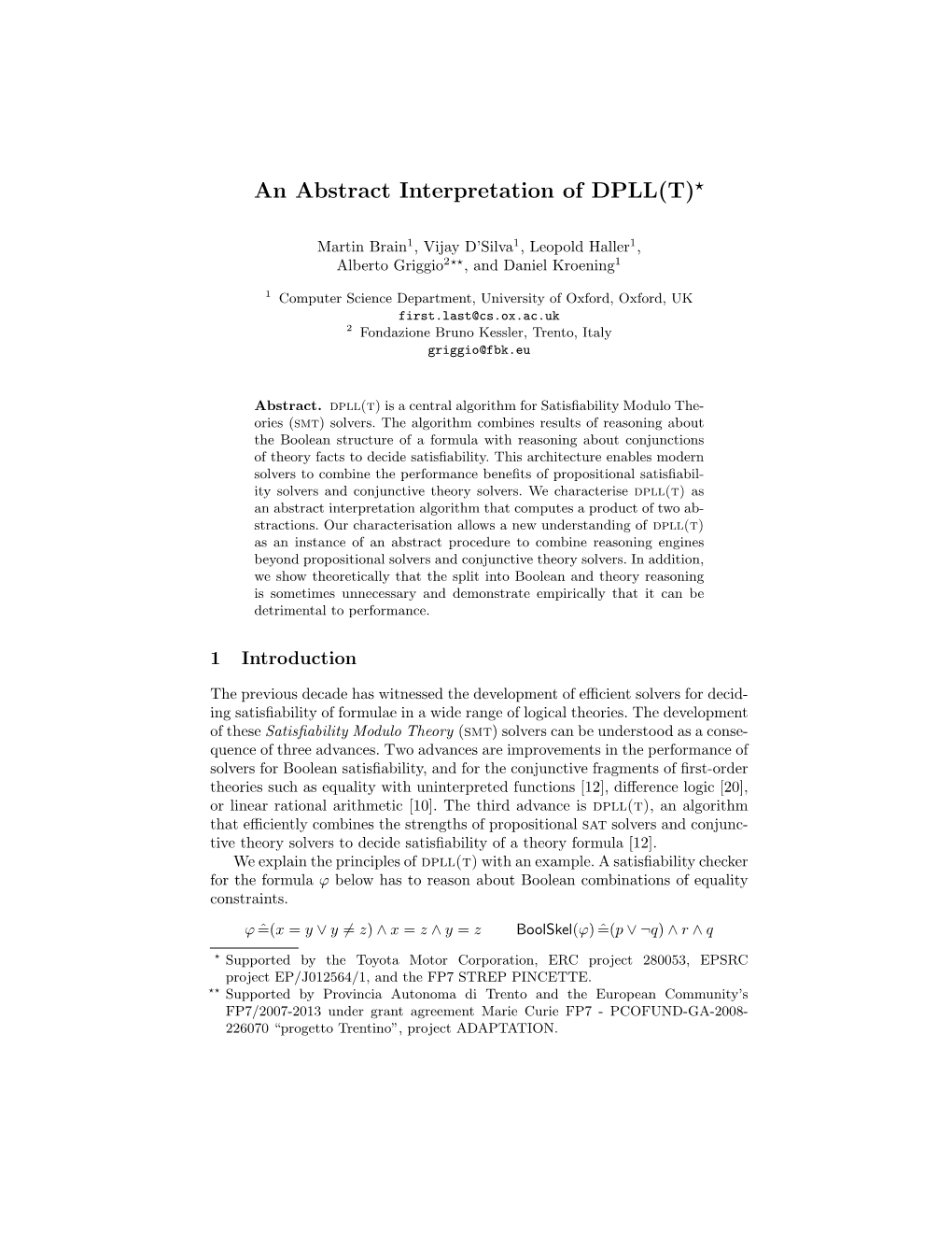 An Abstract Interpretation of DPLL(T)⋆