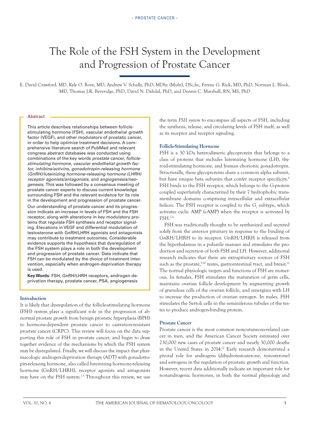 The Role of the FSH System in the Development and Progression of Prostate Cancer