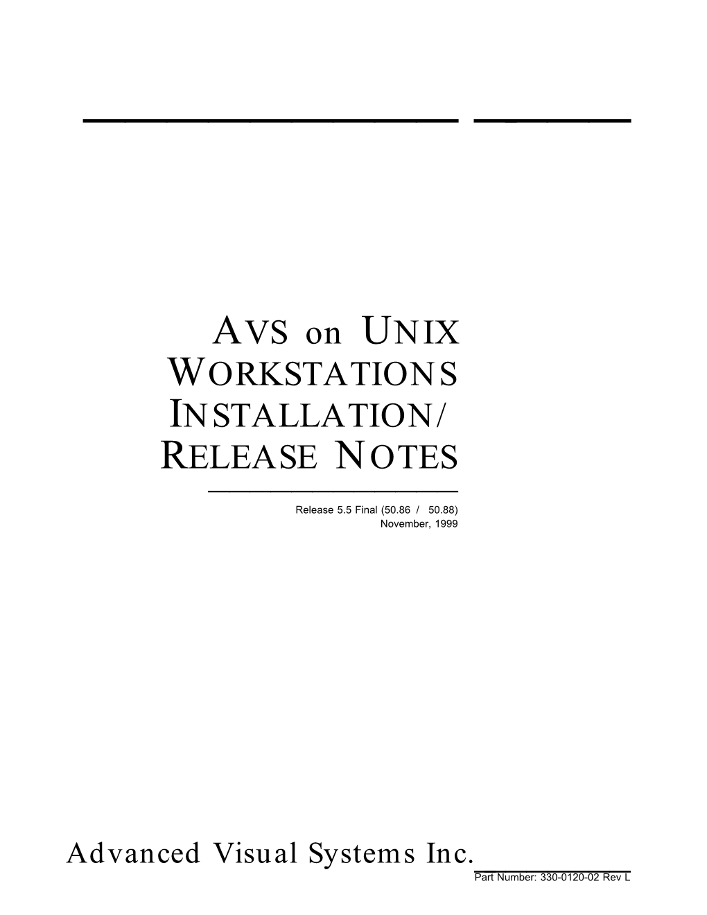 AVS on UNIX WORKSTATIONS INSTALLATION/ RELEASE NOTES