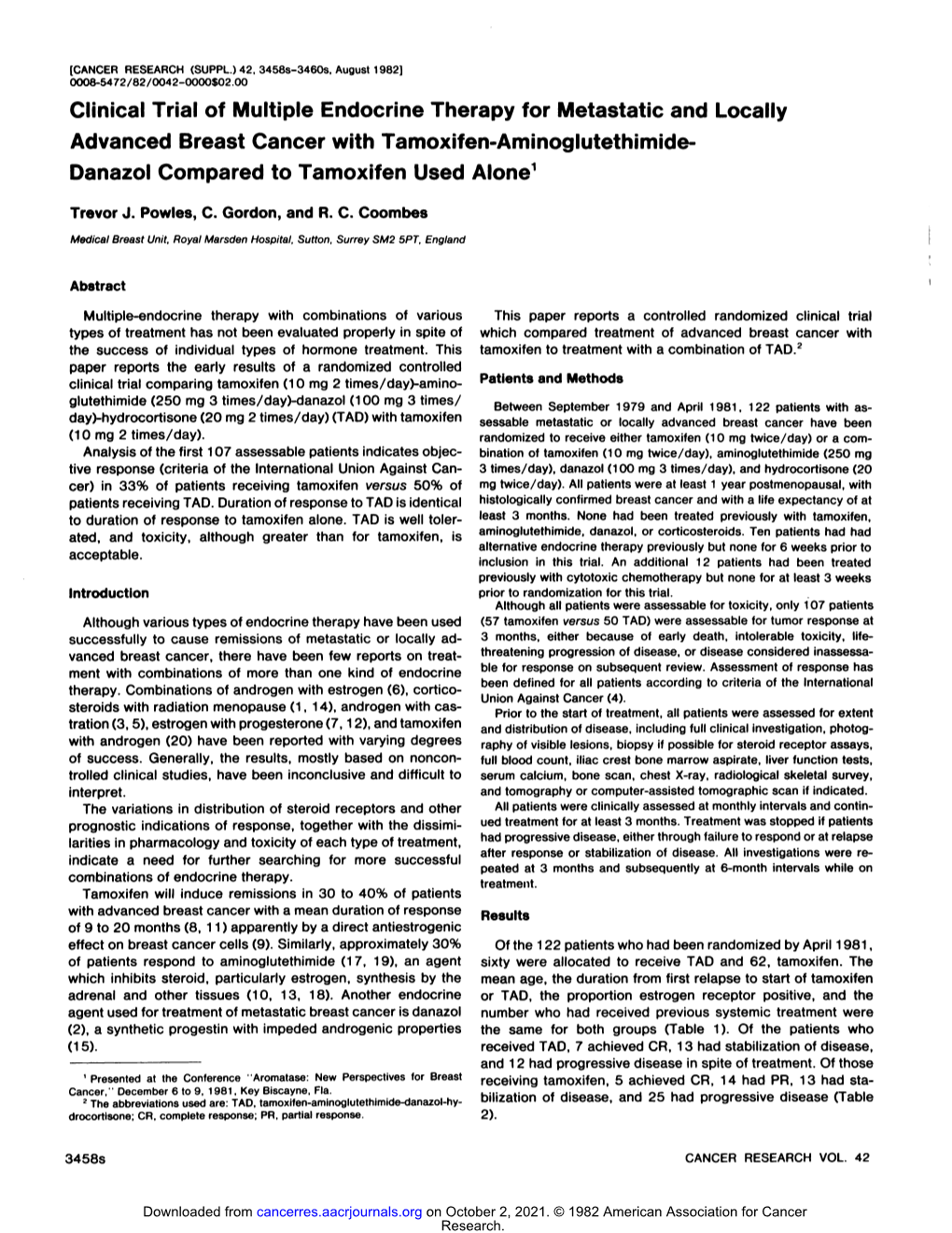 Clinical Trial of Multiple Endocrine Therapy For