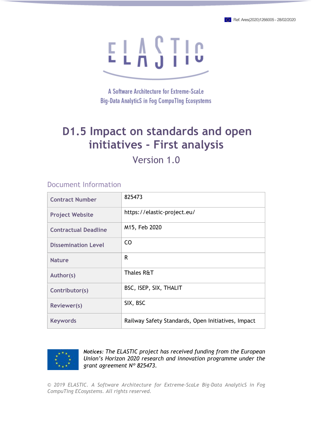 D1.5 Impact on Standards and Open Initiatives - First Analysis