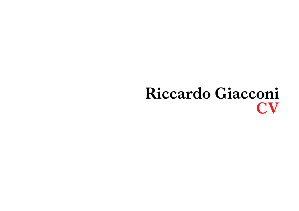 Riccardo Giacconi CV Selected Exhibitions