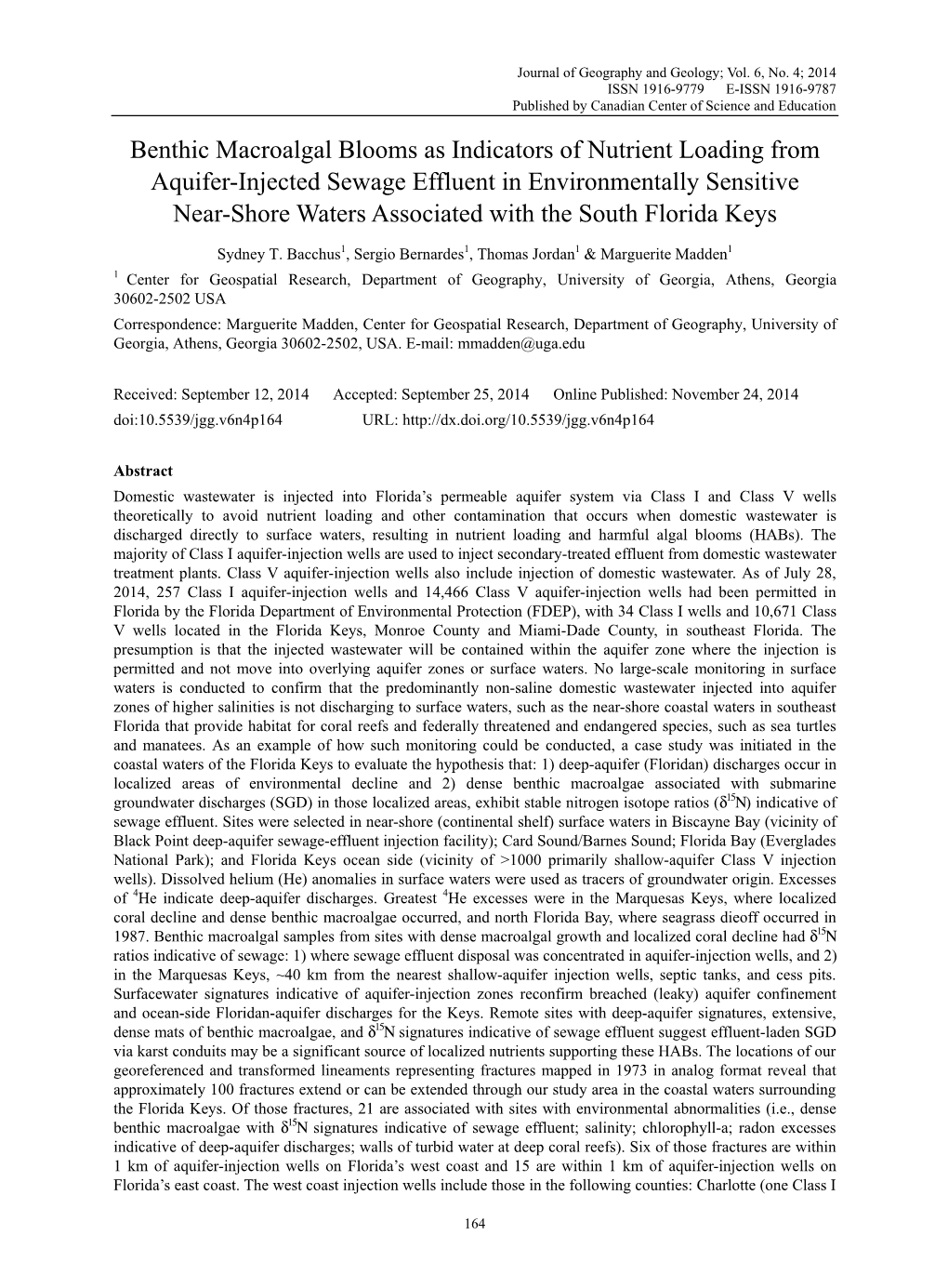 Benthic Macroalgal Blooms As Indicators of Nutrient Loading From