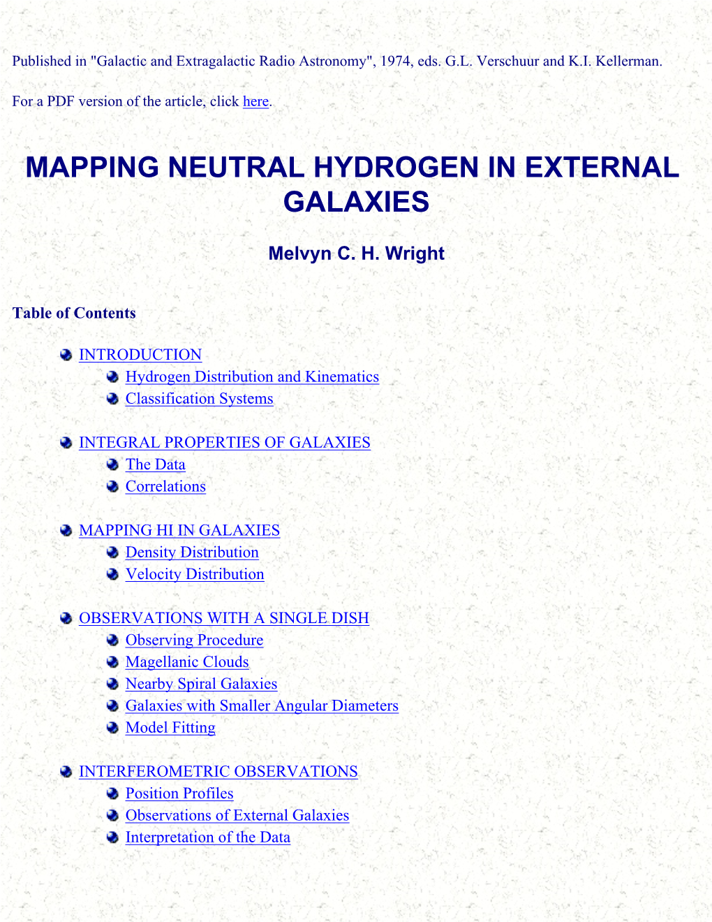 Mapping Neutral Hydrogen in External Galaxies