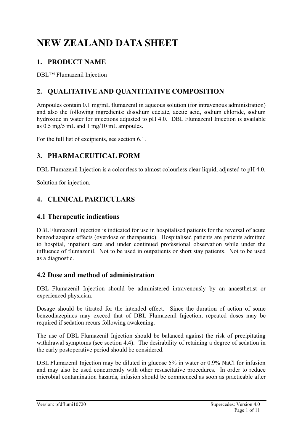 DBL Flumazenil Data Sheet