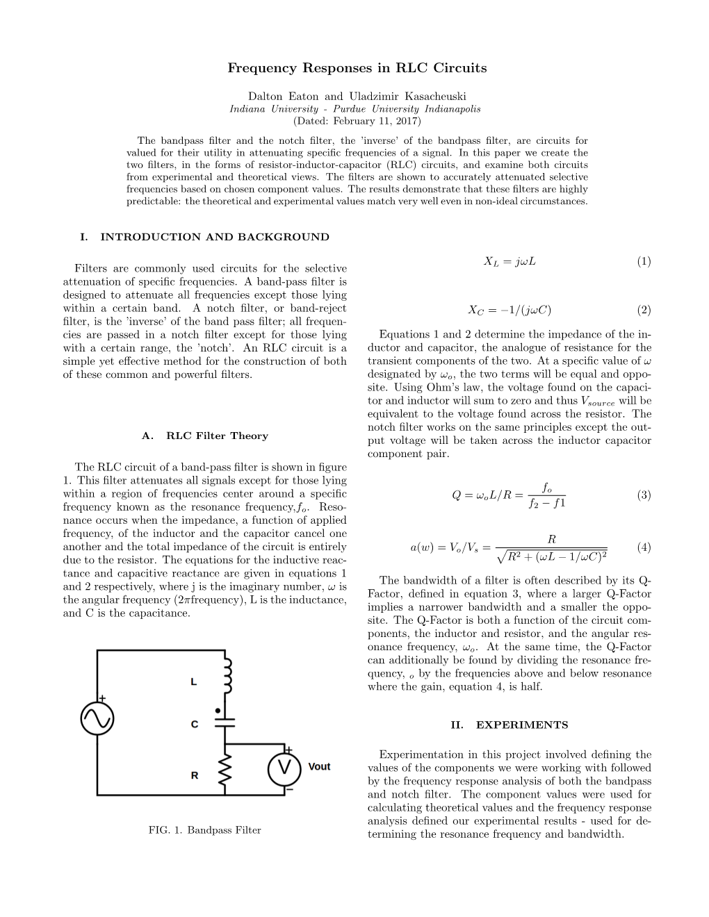 Frequency Responses in RLC Circuits