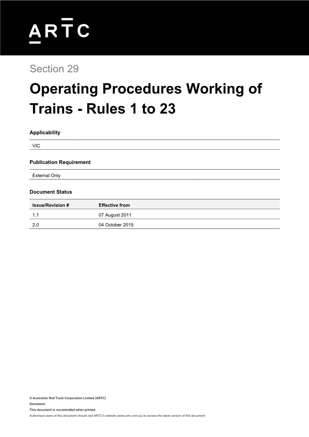 TA20 Section 29 Working of Trains