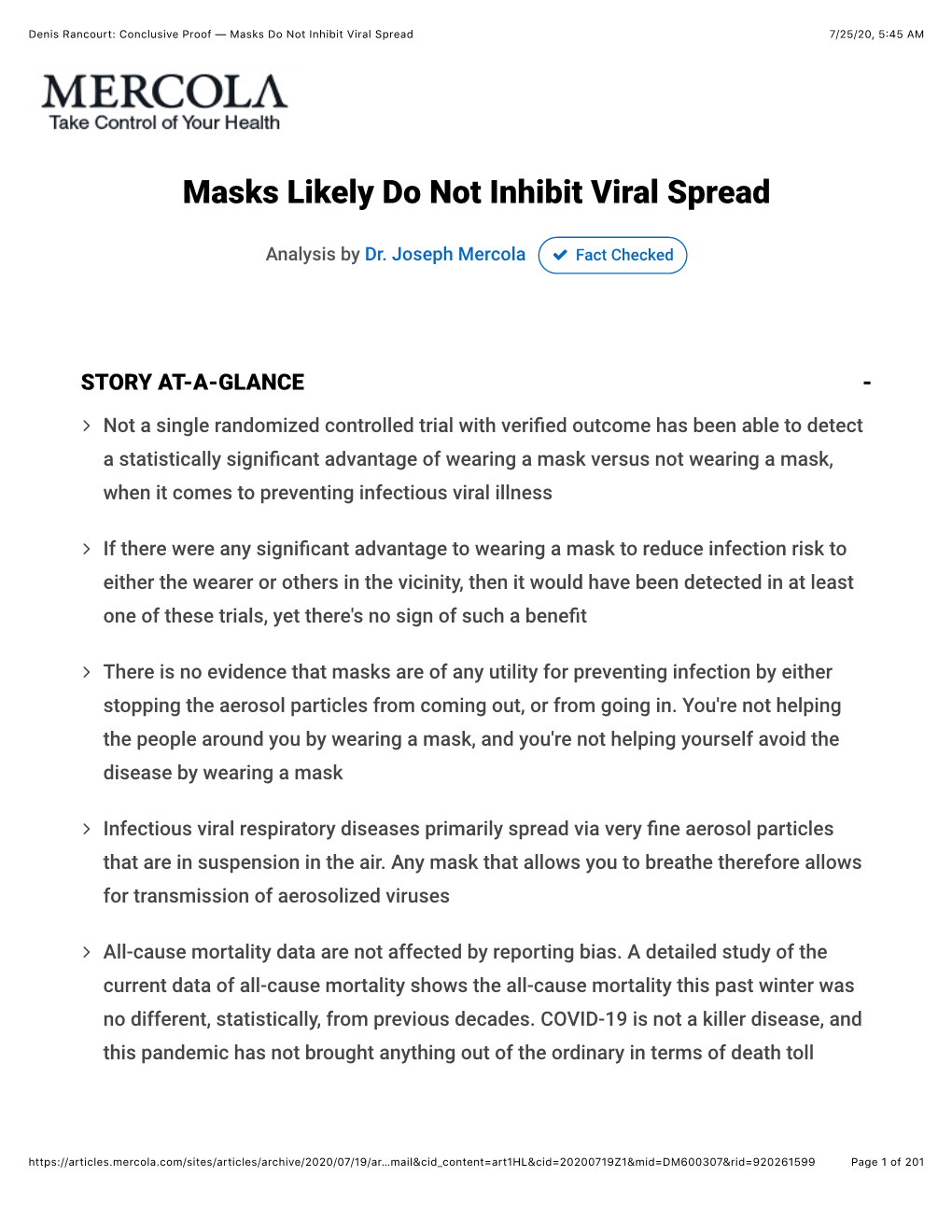 Denis Rancourt: Conclusive Proof — Masks Do Not Inhibit Viral Spread 7/25/20, 5:45 AM