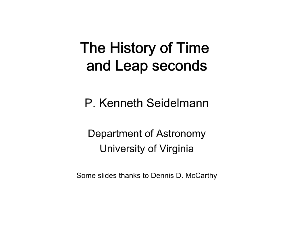 The History of Time and Leap Seconds