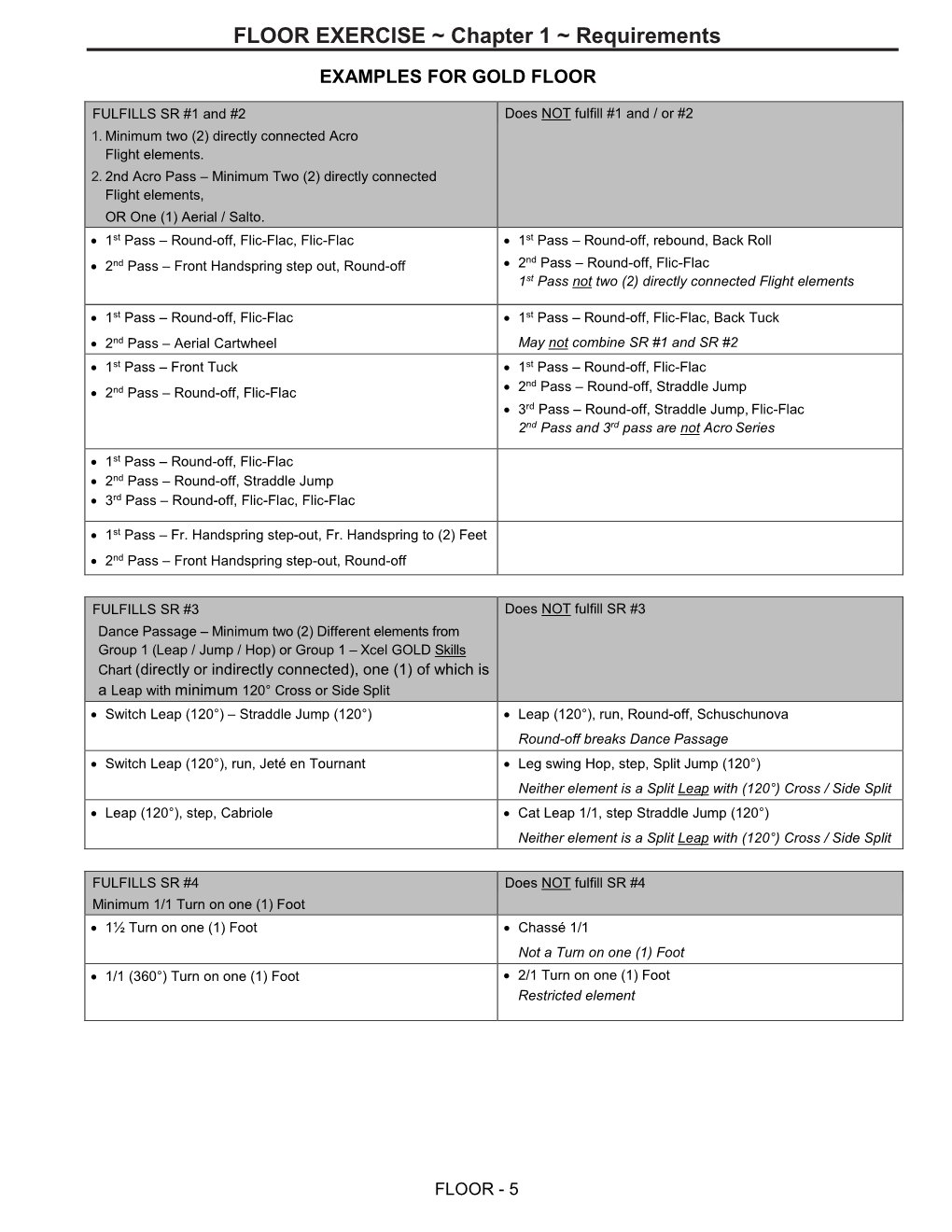 FLOOR EXERCISE ~ Chapter 1 ~ Requirements