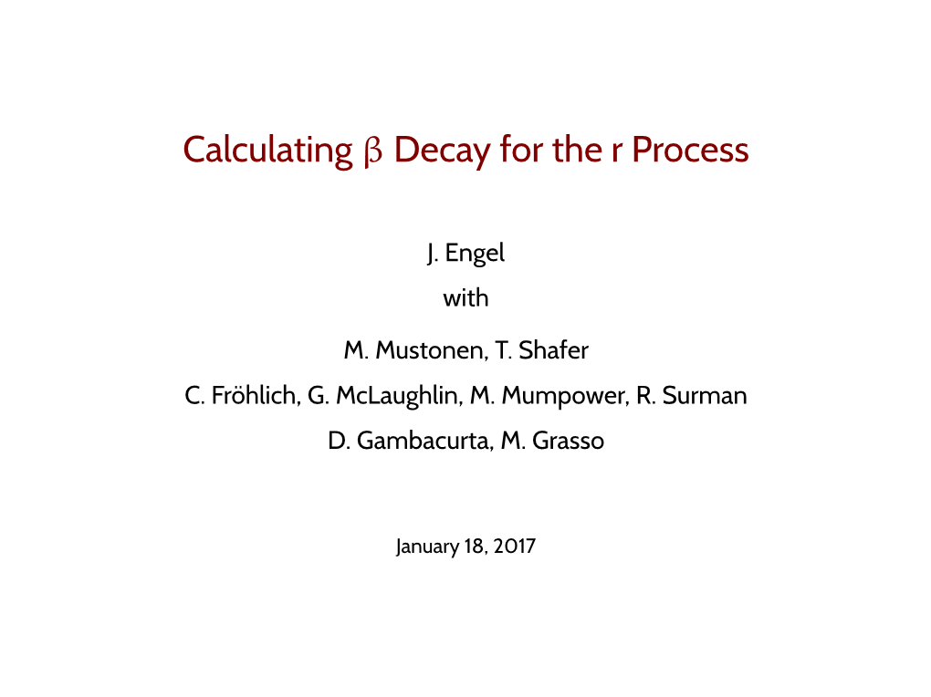 Calculating Beta Decay for the R Process