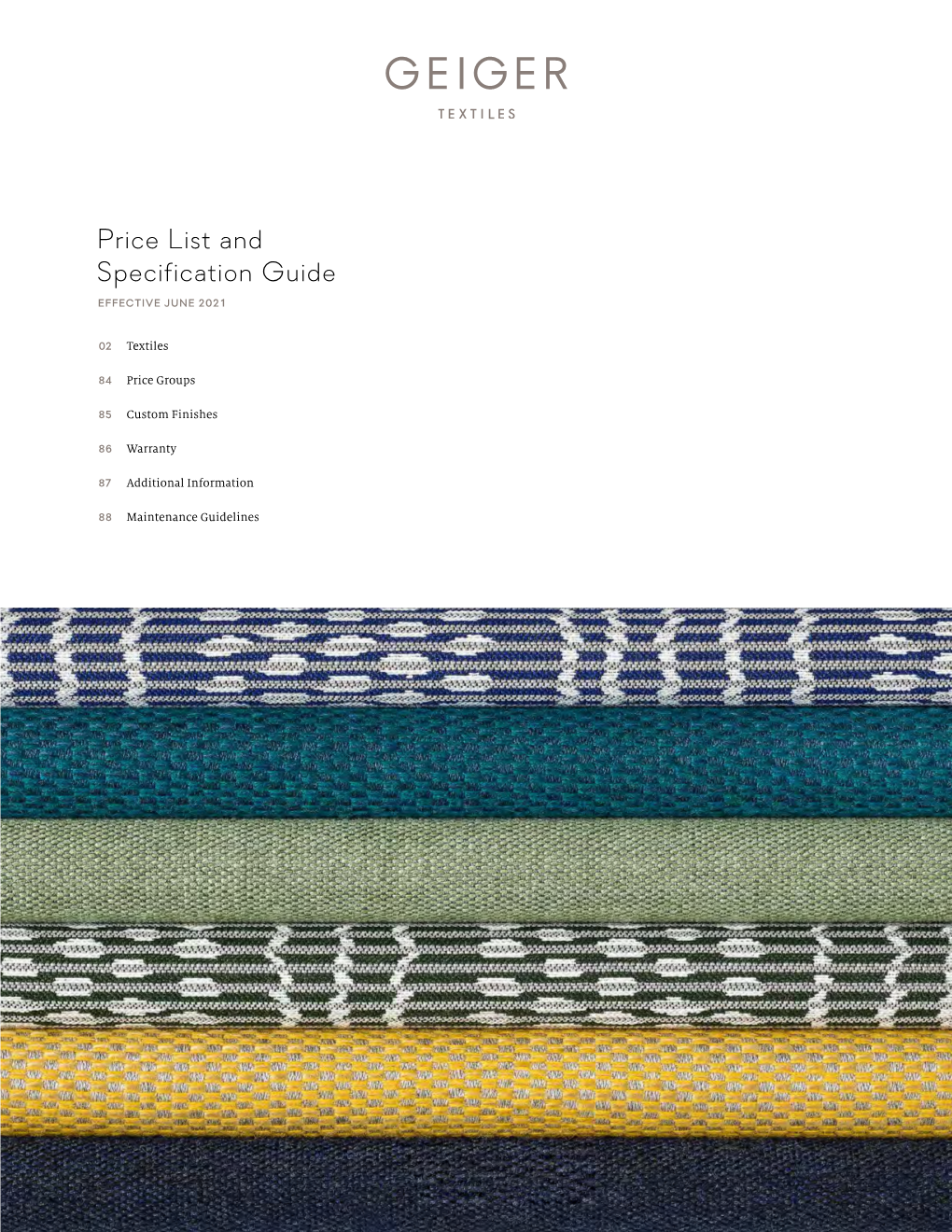 Geiger Textiles Price List