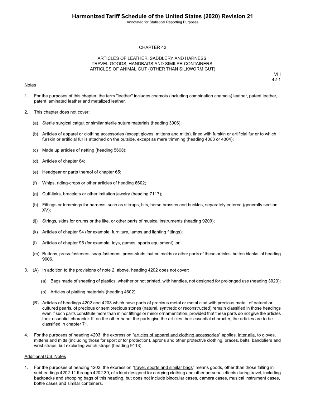 Harmonized Tariff Schedule of the United States (2020) Revision 21 Annotated for Statistical Reporting Purposes