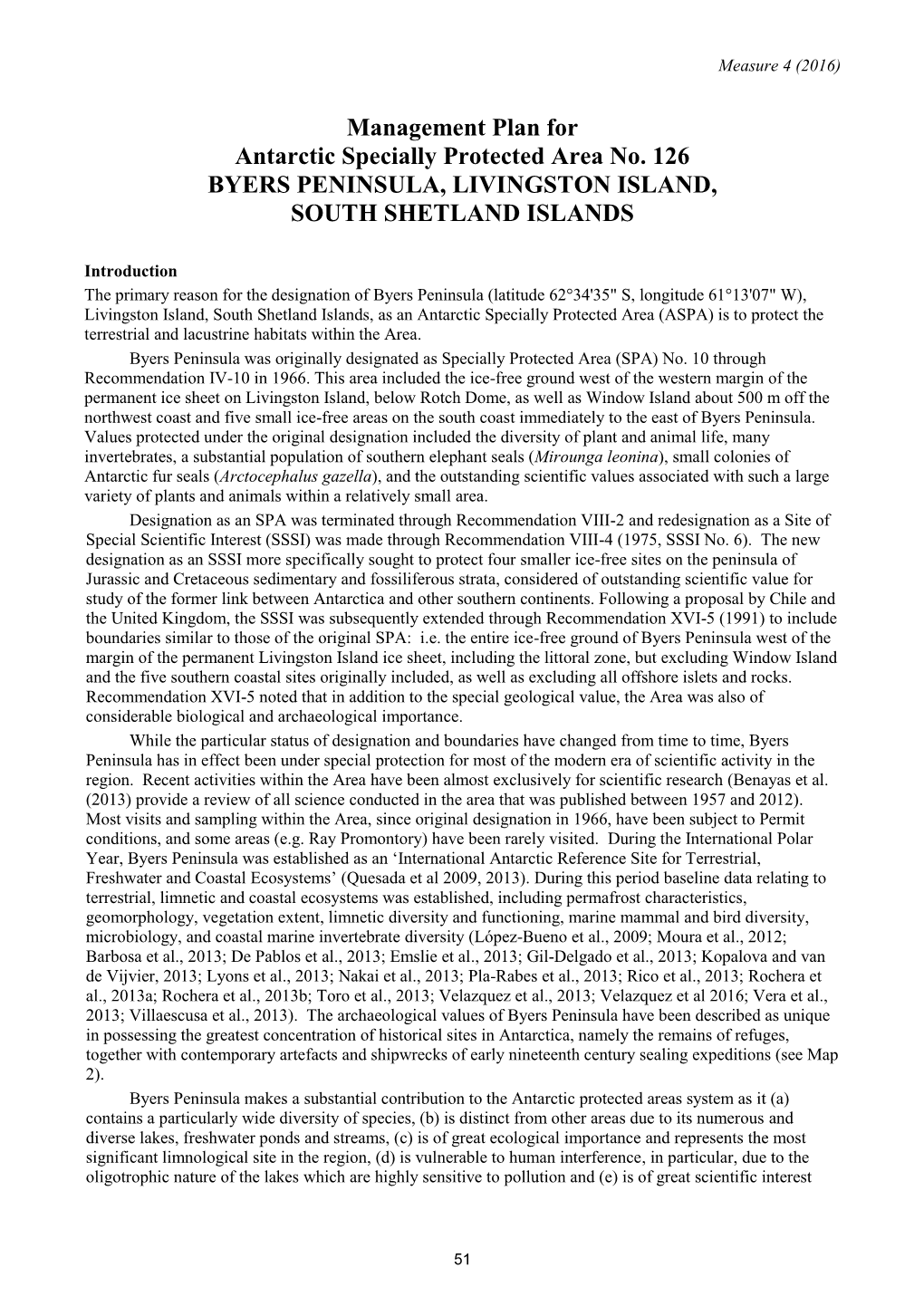 Management Plan for Antarctic Specially Protected Area No. 126 BYERS PENINSULA, LIVINGSTON ISLAND, SOUTH SHETLAND ISLANDS