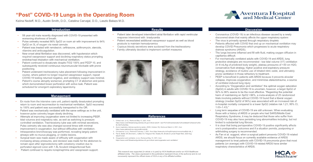 “Post” COVID-19 Lungs in the Operating Room