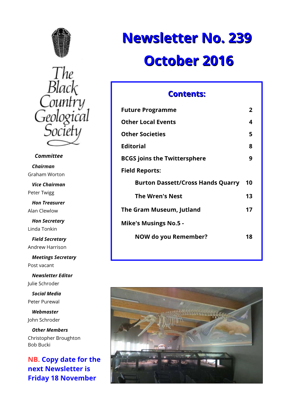 Newsletter No. 239 October 2016