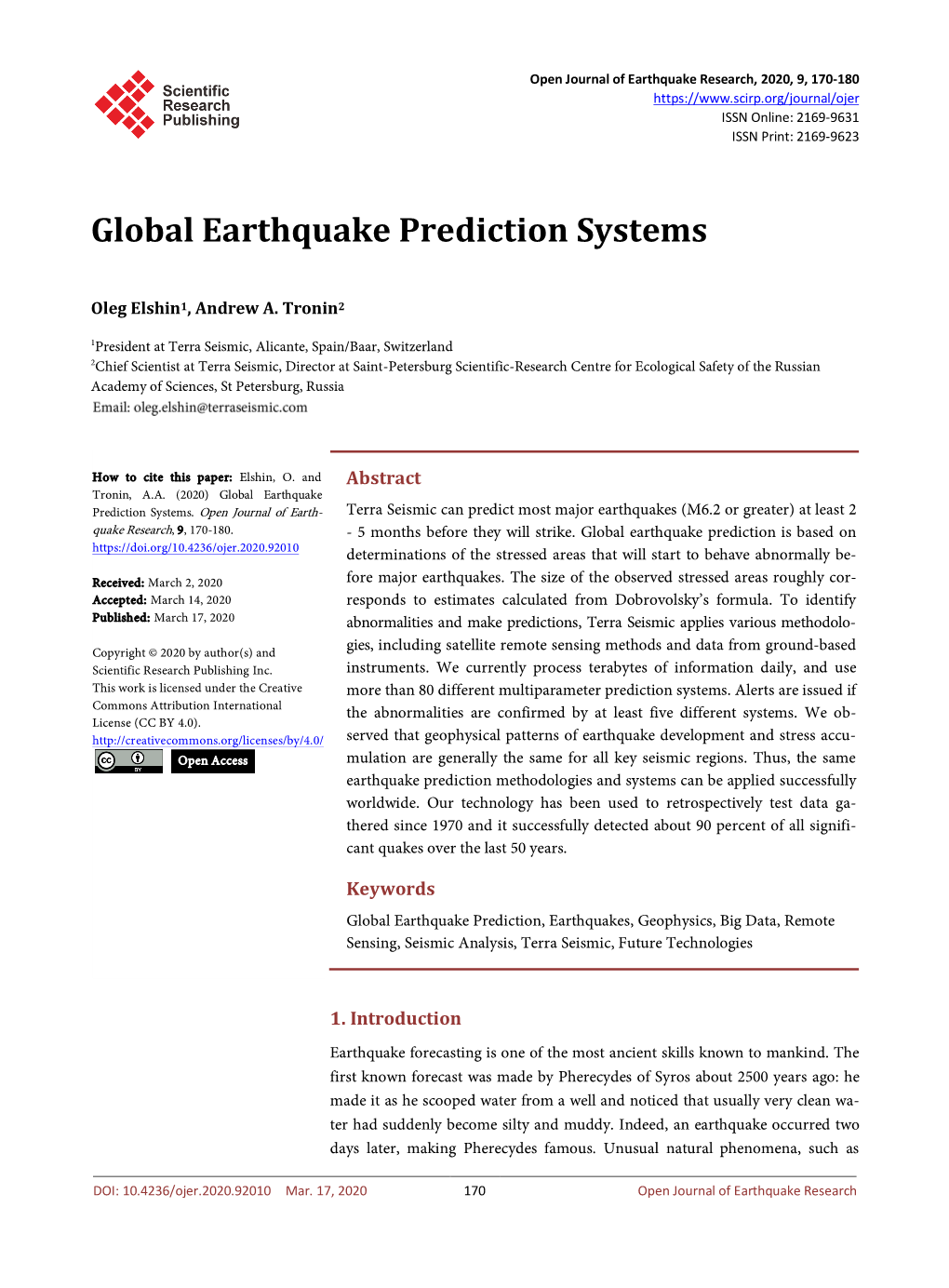 Global Earthquake Prediction Systems