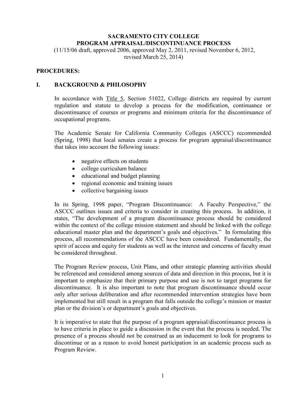 Program Discontinuance Process