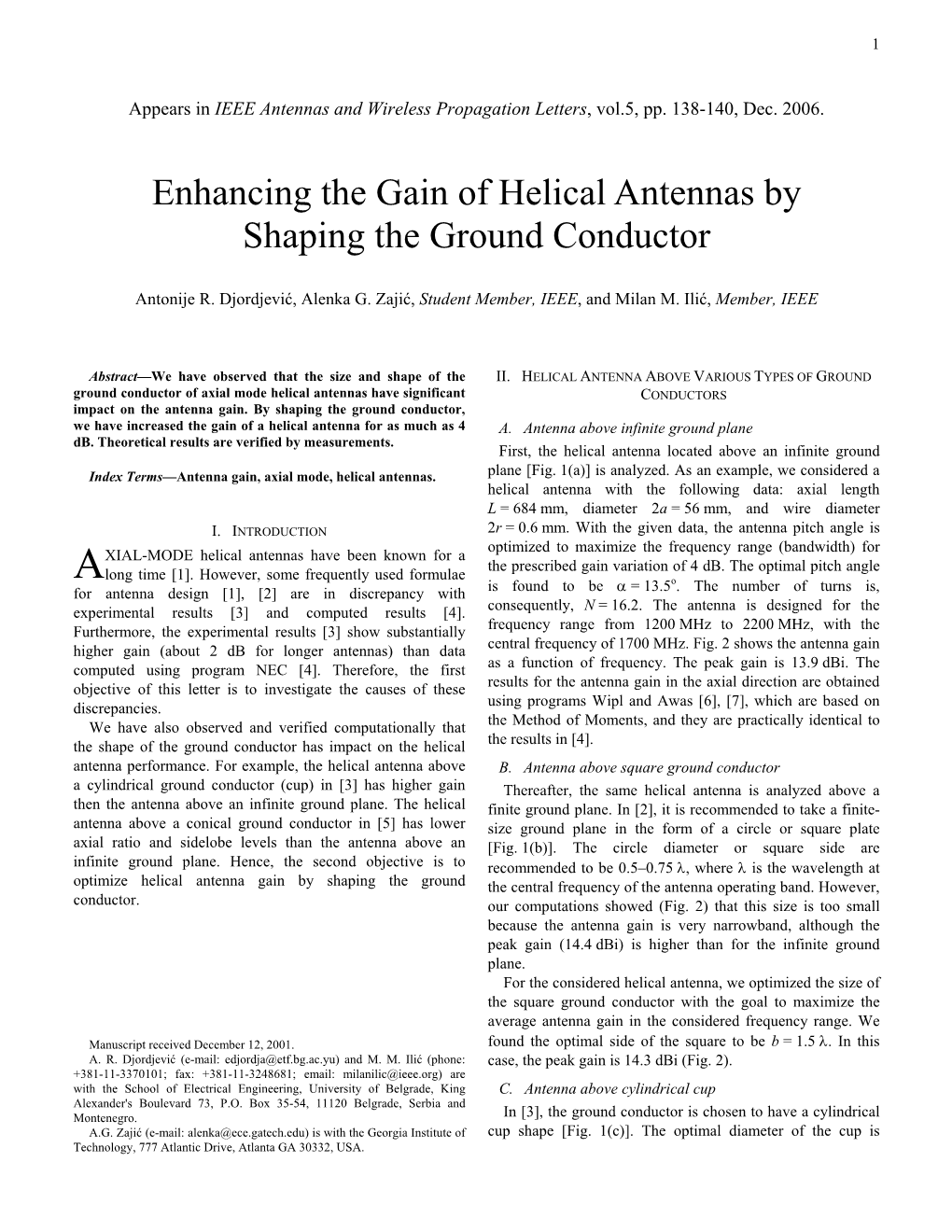 Enhancing the Gain of Helical Antennas by Shaping the Ground Conductor