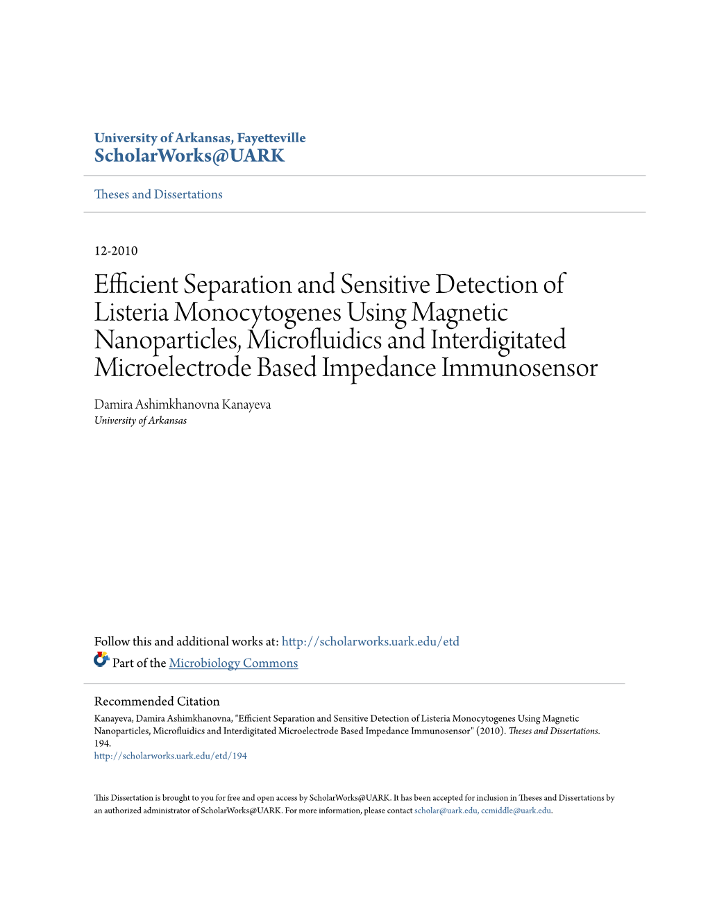 Efficient Separation and Sensitive Detection of Listeria