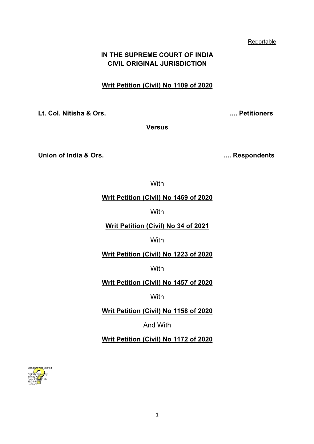 Judgment Has Been Divided Into the Following Sections to Facilitate Analysis