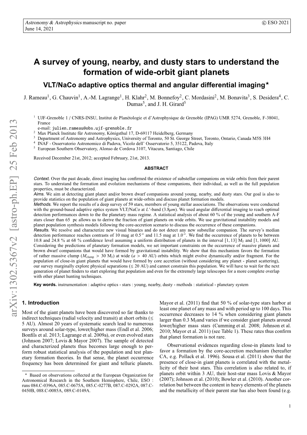 A Survey of Young, Nearby, and Dusty Stars to Understand the Formation of Wide-Orbit Giant Planets