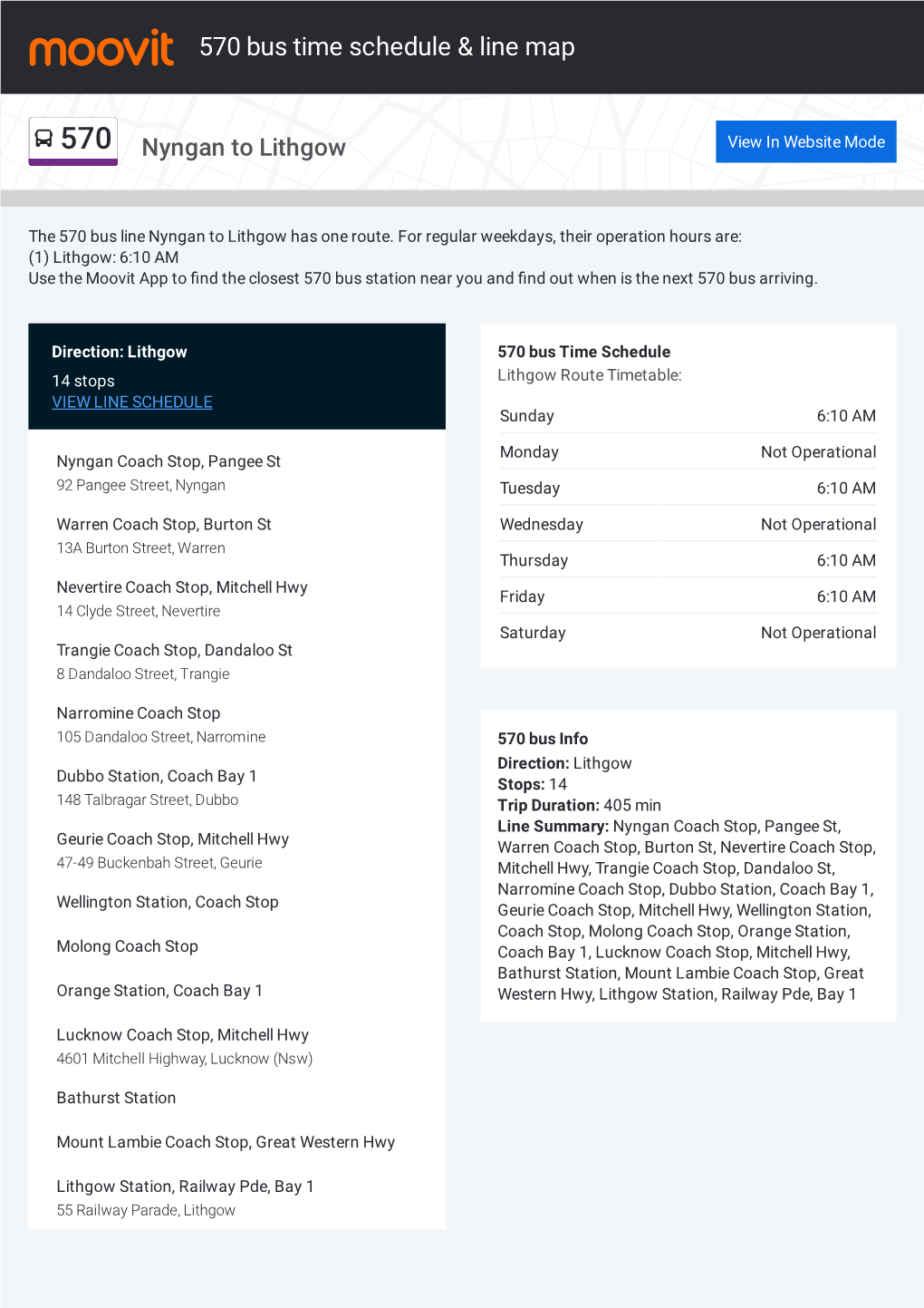 570 Bus Time Schedule & Line Route