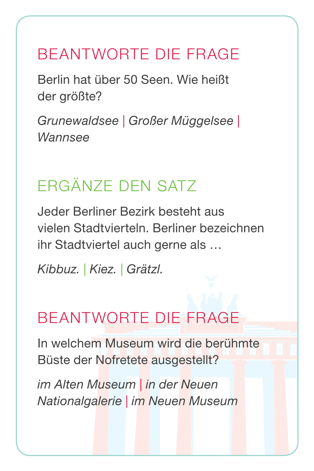 BEANTWORTE DIE FRAGE Berlin Hat Über 50 Seen