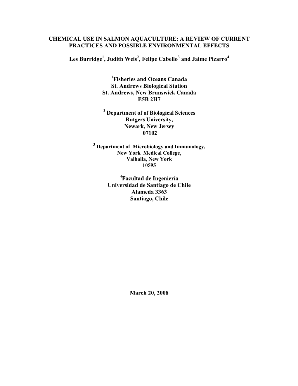 Chemical Use in Salmon Aquaculture: a Review of Current Practices and Possible Environmental Effects