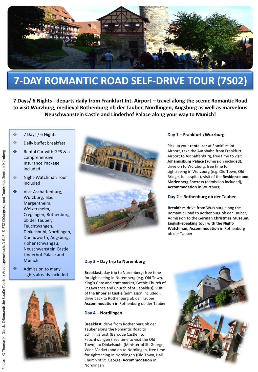 7-Day Romantic Road Self-Drive Tour (7S02)