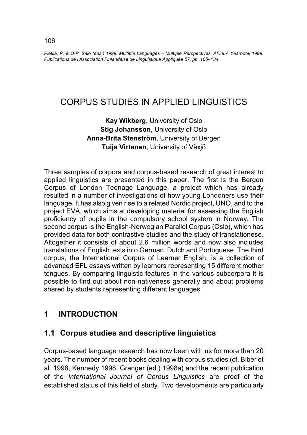 Corpus Studies in Applied Linguistics