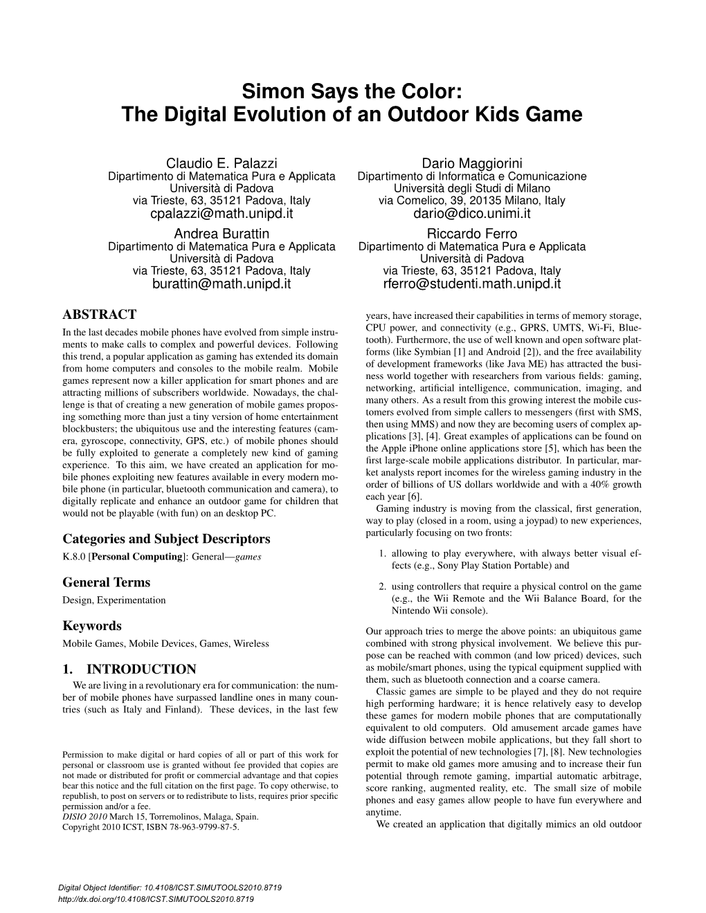 Simon Says the Color: the Digital Evolution of an Outdoor Kids Game