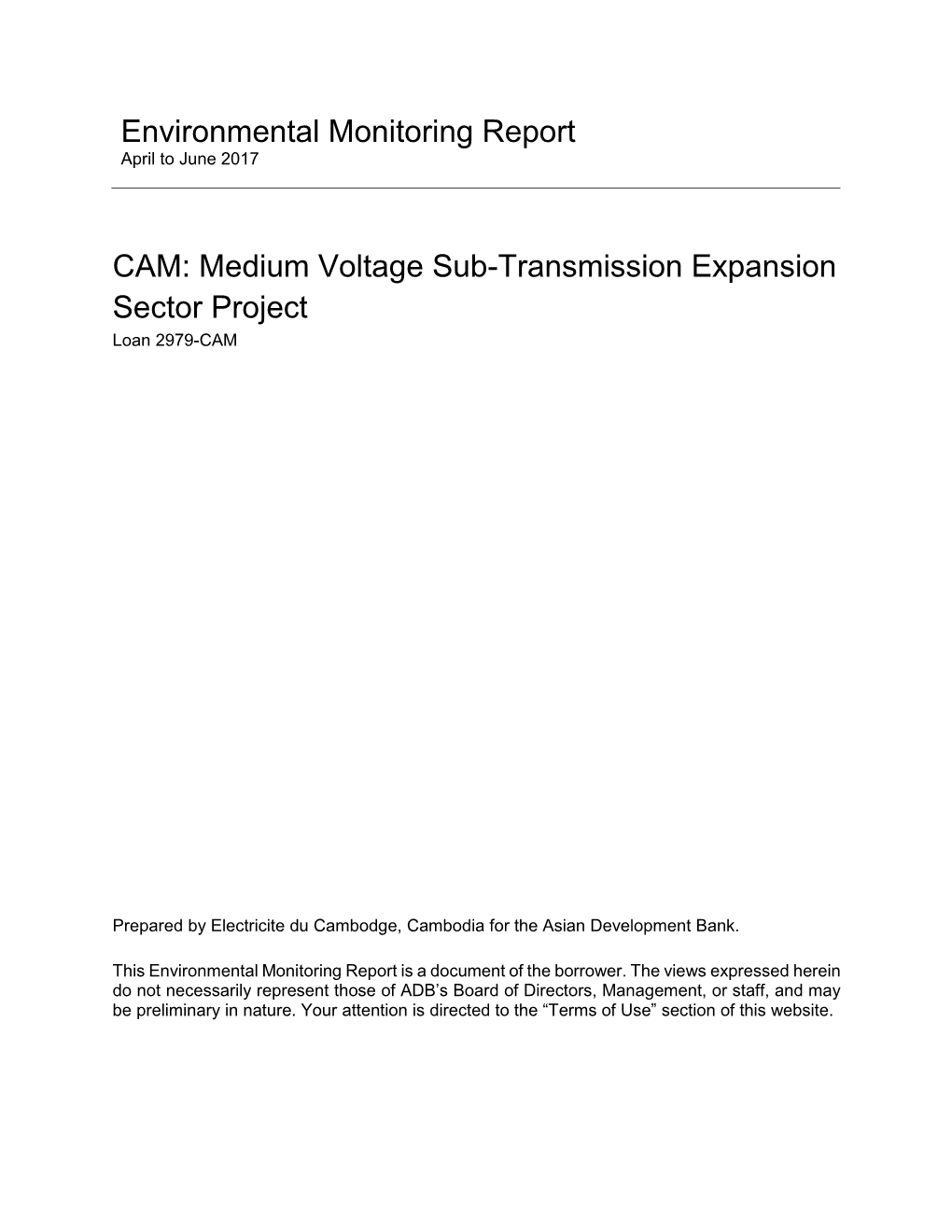 Medium Voltage Sub-Transmission Expansion Sector Project Loan 2979-CAM