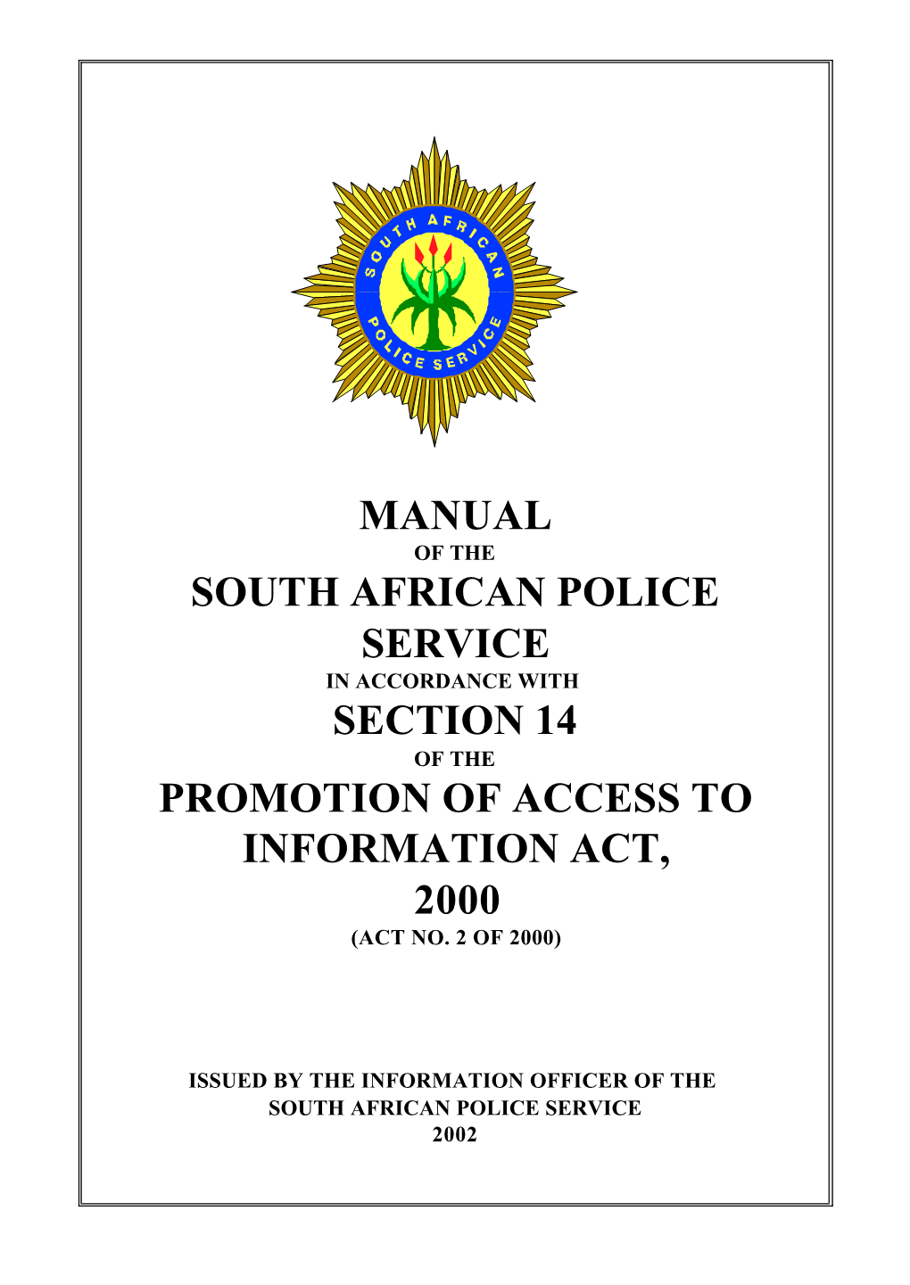 Manual South African Police Service Section 14