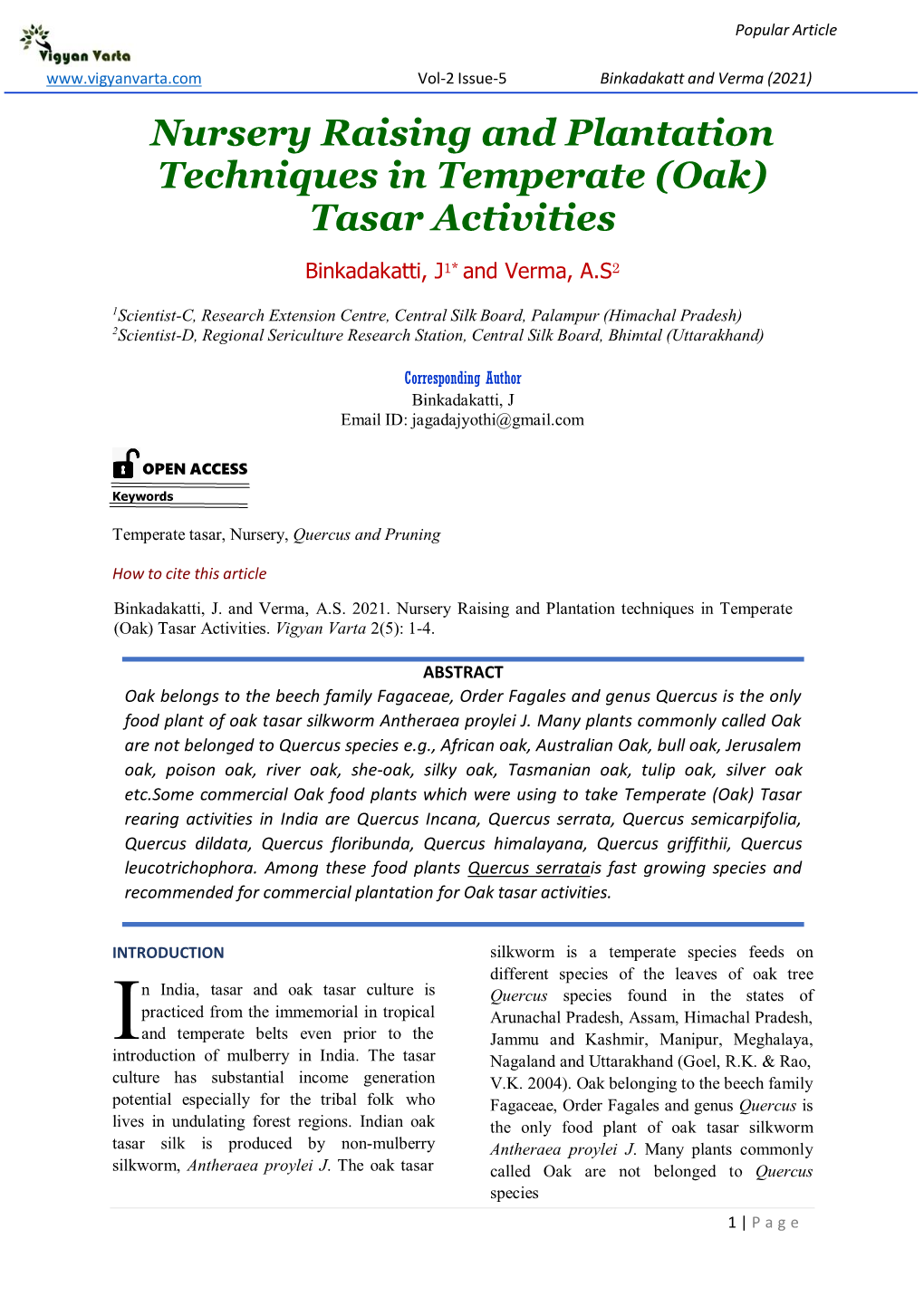 Nursery Raising and Plantation Techniques in Temperate (Oak) Tasar Activities