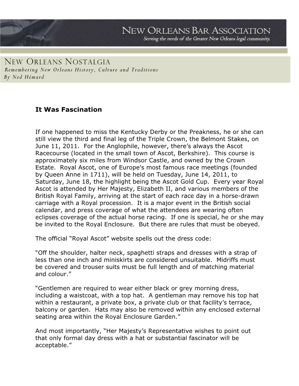 NEW ORLEANS NOSTALGIA Remembering New Orleans History, Culture and Traditions by Ned Hémard