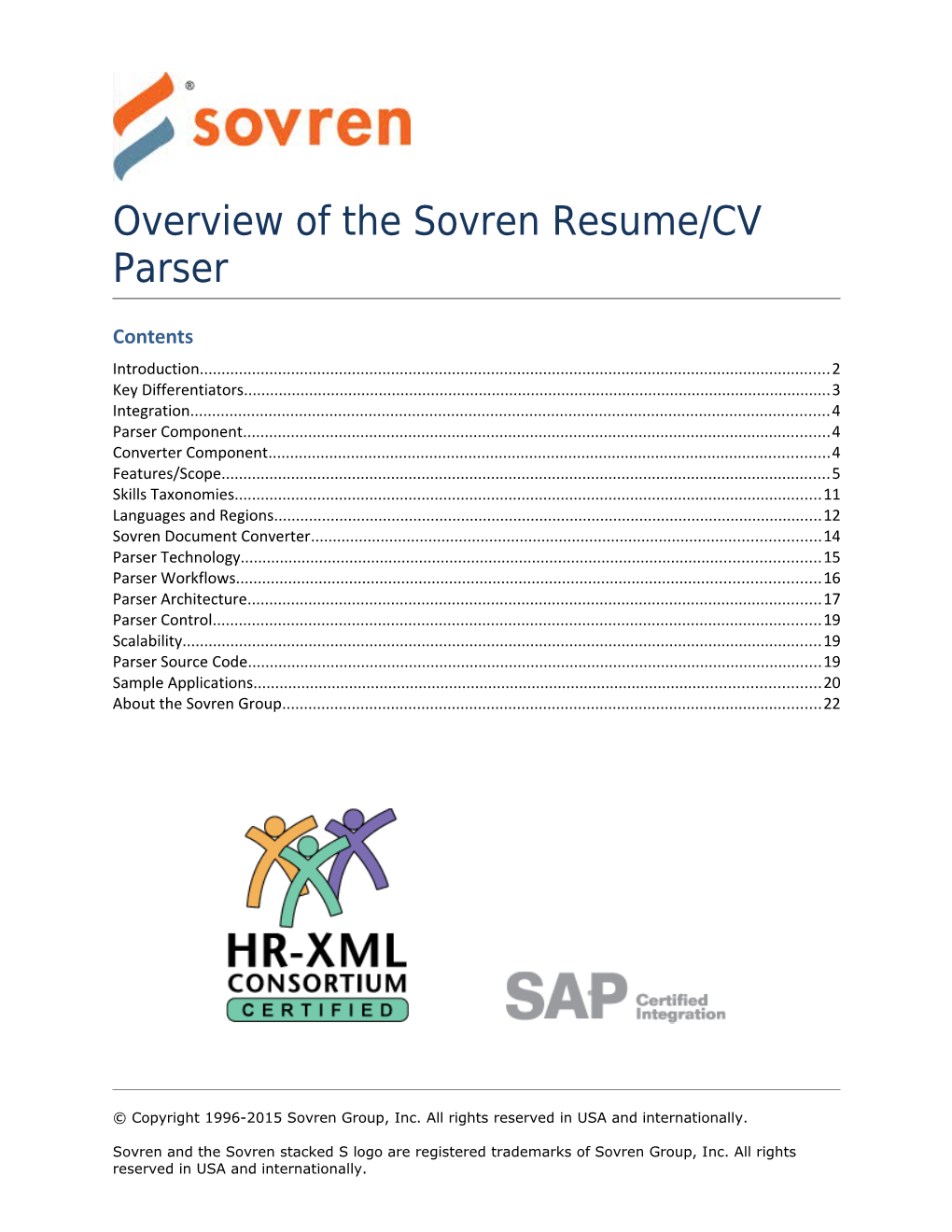 Overview of the Sovren Resume/CV Parser