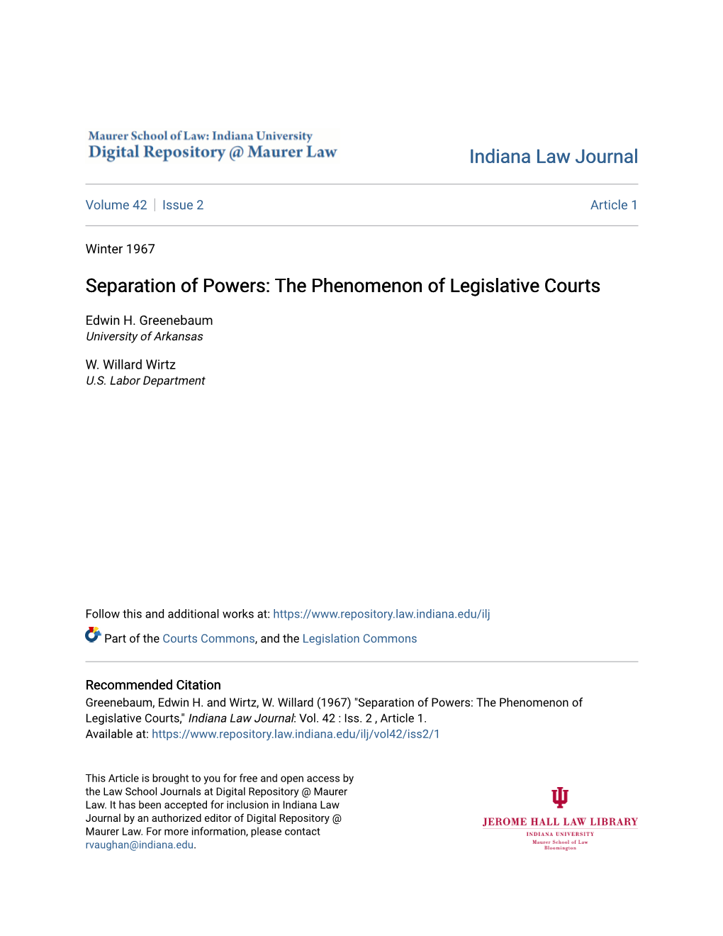 Separation of Powers: the Phenomenon of Legislative Courts