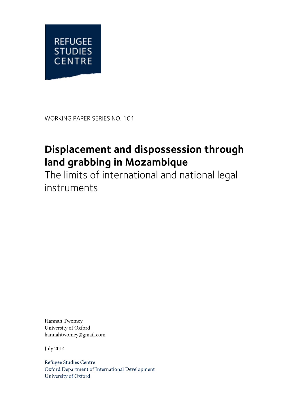 Displacement and Dispossession Through Land Grabbing in Mozambique the Limits of International and National Legal Instruments