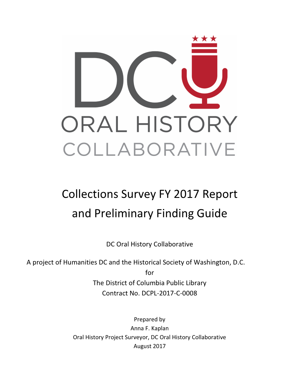 Collections Survey FY 2017 Report and Preliminary Finding Guide