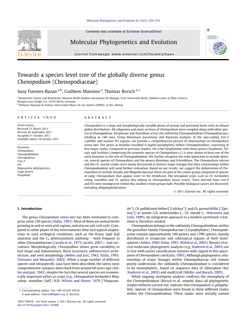 Towards a Species Level Tree of the Globally Diverse Genus