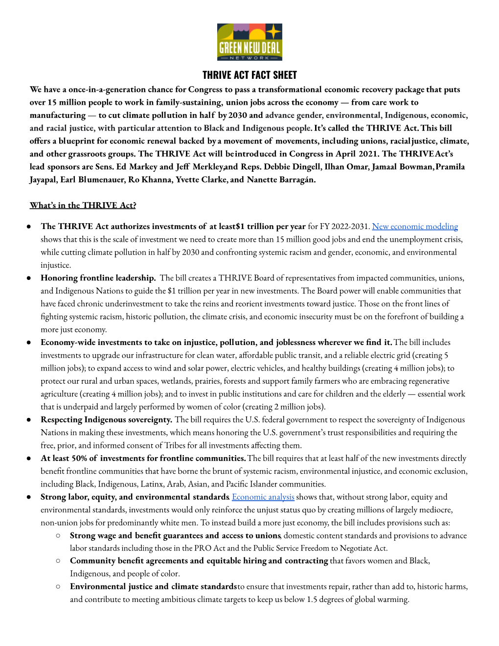 THRIVE Act Fact Sheet