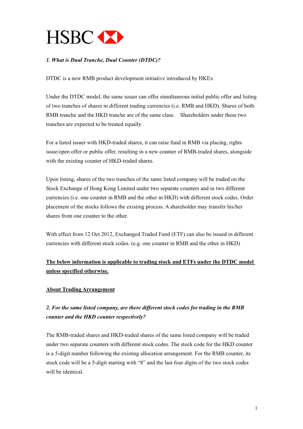 1. What Is Dual Tranche, Dual Counter (DTDC)? DTDC Is a New RMB