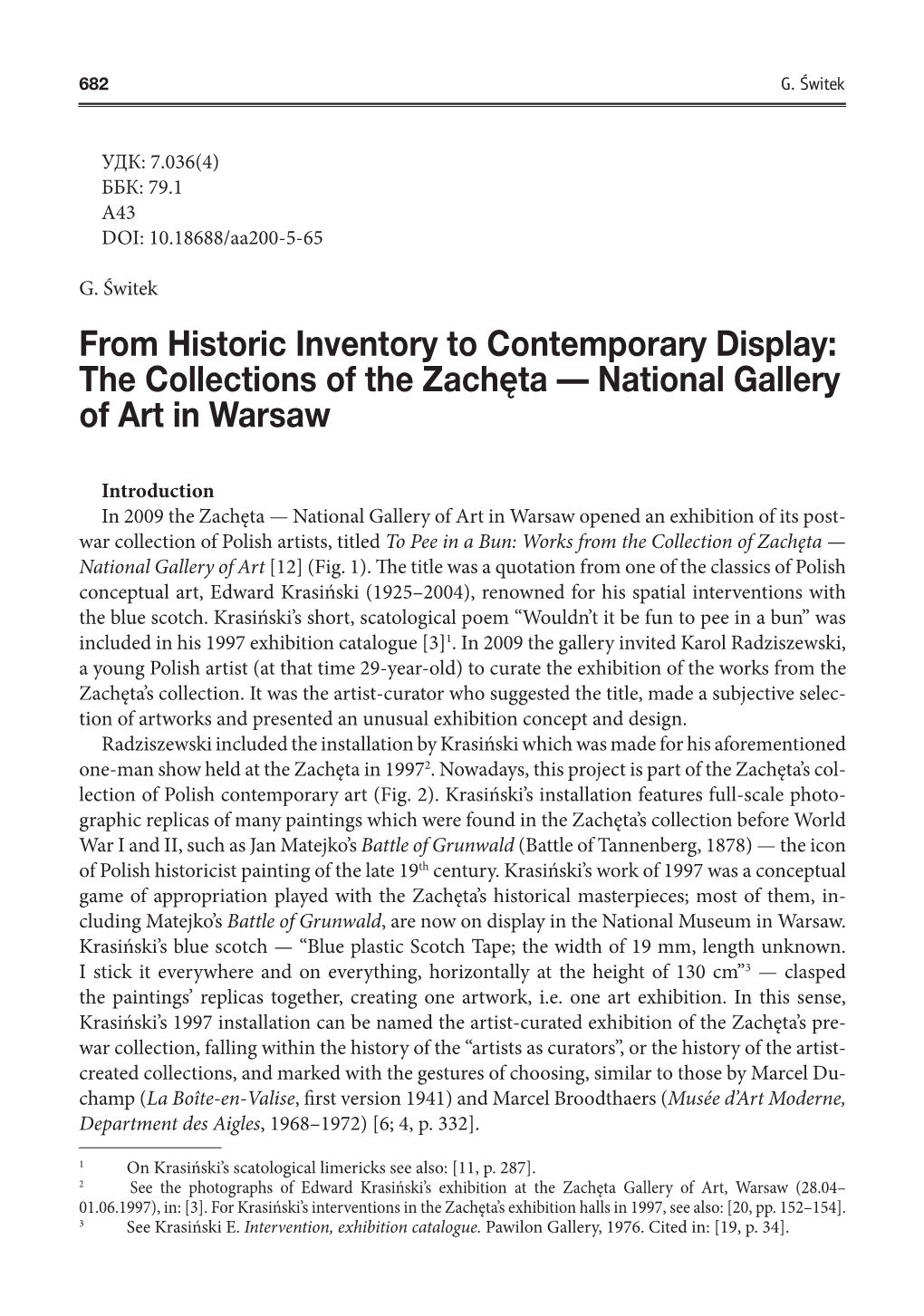 From Historic Inventory to Contemporary Display: the Collections of the Zachęta — National Gallery of Art in Warsaw