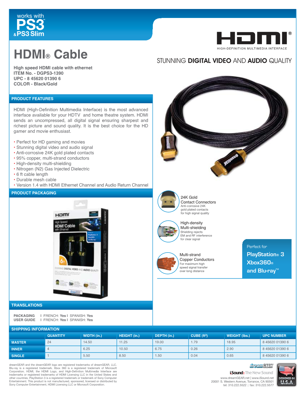 DGPS3-1390 HDMI Cable SS